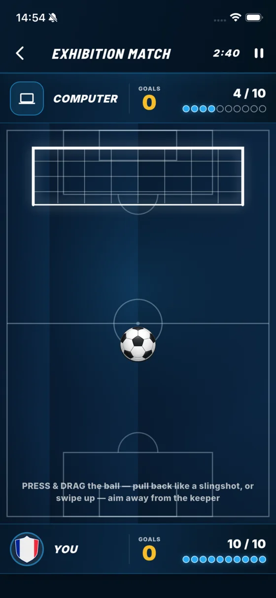 Drag-to-shoot penalty against the keeper in Vladers